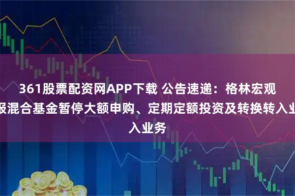 361股票配资网APP下载 公告速递：格林宏观回报混合基金暂停大额申购、定期定额投资及转换转入业务